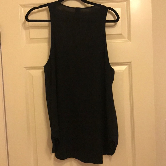 NWOT Black top with beaded/ sequin accents - Picture 4 of 4